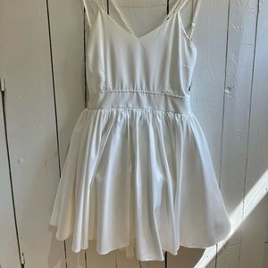 White dress with tulle under layer